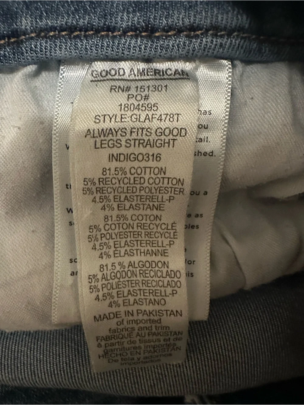 Good American Always Fits Good Legs Straight Jeans (14-18)